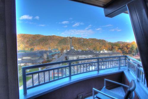 a balcony with a view of a town at Courtyard by Marriott Gatlinburg Downtown in Gatlinburg