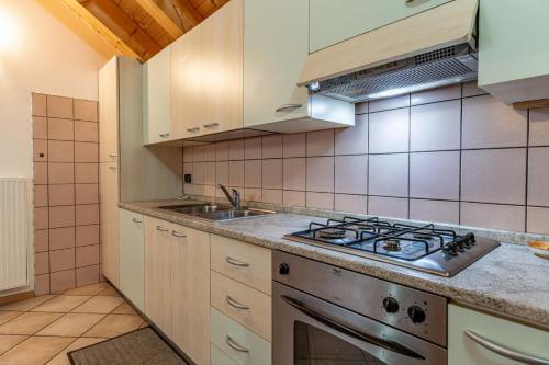 a kitchen with a stove and a sink at Chalet Musiera in Telve