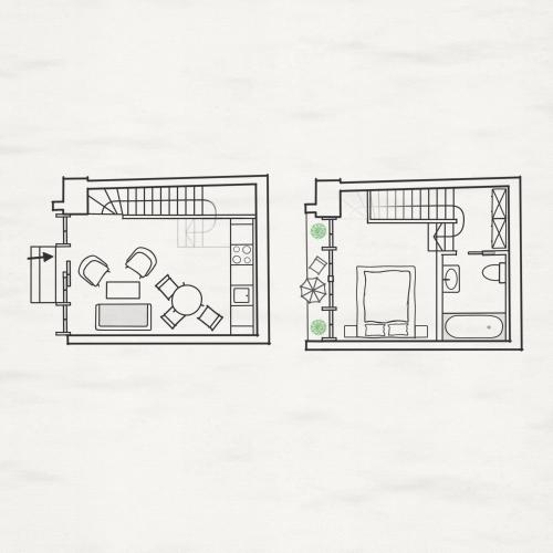 a floor plan of a two bedroom apartment at Engelwirt Hotel & Apartments in Berching