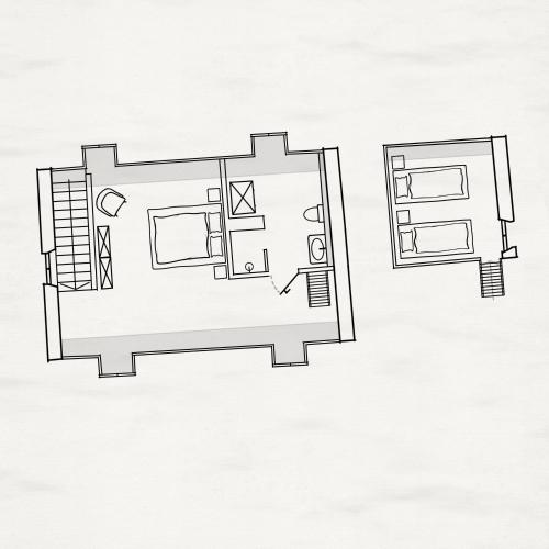 a sketch of a floor plan of a house at Engelwirt Hotel & Apartments in Berching