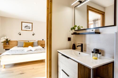 Katil atau katil-katil dalam bilik di Chalet Ciscana Chamonix MontBlanc