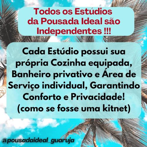 a screenshot of a text message about a palm tree at Pousada Ideal Guarujá - Estúdios Mobiliados, Ar-Condicionado e Cozinha in Guarujá