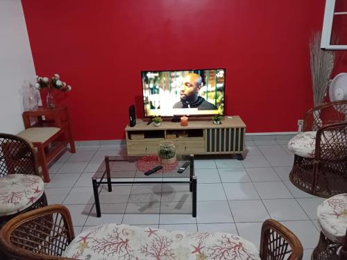 TV a/nebo společenská místnost v ubytování Appartement VIEUX HAB