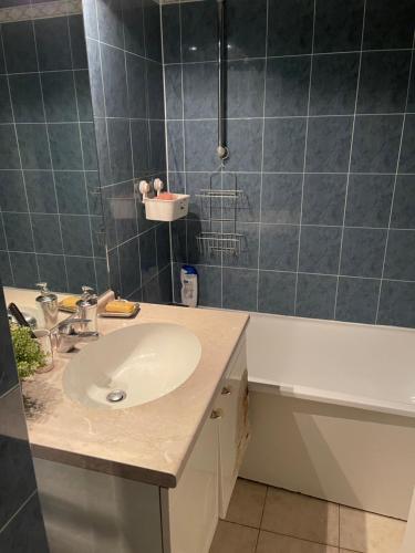 une salle de bain avec un lavabo et une baignoire dans l'établissement Appartement Paris 10e Arrondissement, à Paris