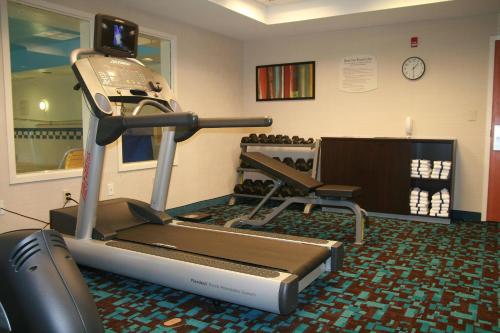 a room with a gym with a treadmill at Fairfield Inn and Suites by Marriott Birmingham Fultondale / I-65 in Fultondale