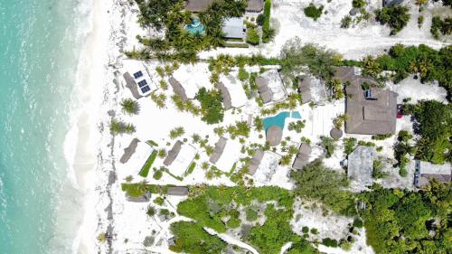 an aerial view of an island on the beach at Elysian Private Haven Ultimate Front Beach Paradise, Isla Blanca in Isla Blanca