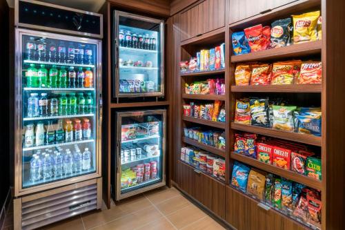 a refrigerator filled with lots of drinks and snacks at Fairfield Inn & Suites by Marriott Boston Marlborough/Apex Center in Marlborough
