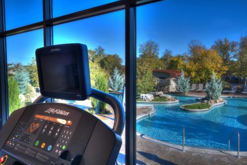 a view of a swimming pool through a window at Courtyard by Marriott Pigeon Forge in Pigeon Forge
