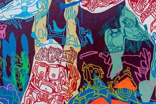 a close up of a painting with many different colors at B&B Cantiere dell'anima - Rooms of art in Trapani