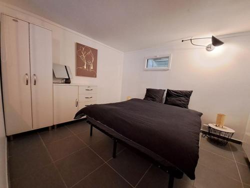 - une chambre avec un lit, une armoire et une télévision dans l'établissement Apartment, à Bièvres