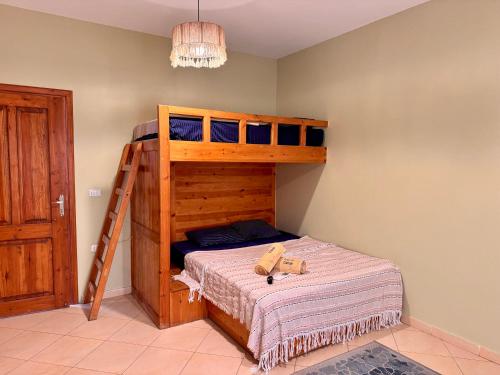a bedroom with a bunk bed with a ladder at Ocean Life Dahab in Dahab