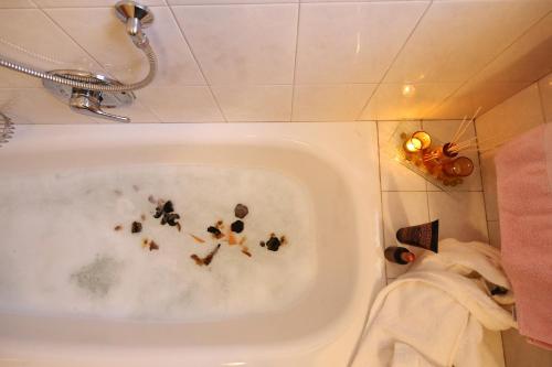 a bath tub with a bunch of bees in it at Ciasa Rudiferia Appartamenti in Alta Badia in Badia