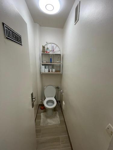 Elle comprend une petite salle de bains pourvue de toilettes. dans l'établissement TM Style appartement, à Villejuif