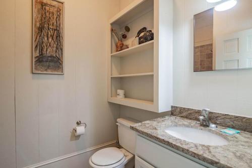 a bathroom with a sink and a toilet at 9 Bedroom Oceanfront Beach House in Debordieu in Pawleys Island