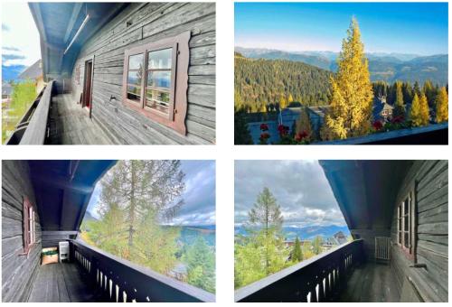 a collage of four pictures of a building with a window at Almrausch und Enzian in Hermagor