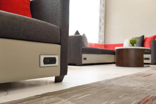 a view of a living room with a couch at Courtyard by Marriott Toronto Mississauga/West in Mississauga