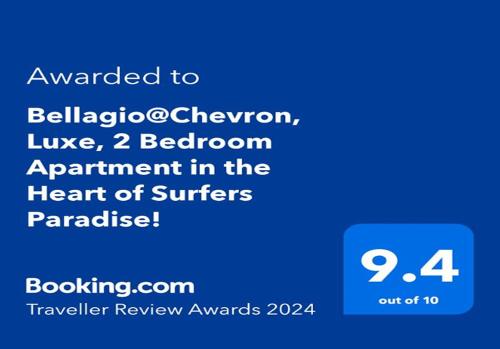 a screenshot of a cell phone with the text upgraded to bellevico cheworm at Bellagio@Chevron, Luxe, 2 Bedroom Apartment in the Heart of Surfers Paradise! in Gold Coast