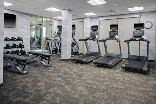 a gym with treadmills and elliptical machines at Fairfield Inn & Suites by Marriott Roanoke Salem in Salem