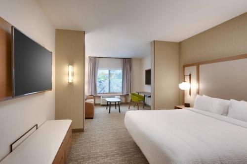 a hotel room with a bed and a desk at Fairfield Inn & Suites by Marriott Denver West/Federal Center in Lakewood
