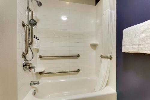 a bathroom with a shower and a bath tub with a shower at Fairfield Inn & Suites by Marriott Fort Worth I-30 West Near NAS JRB in Fort Worth