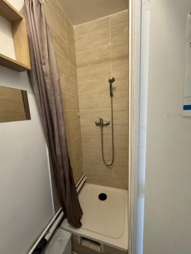 une salle de bain avec douche et toilettes dans l'établissement Cozy Room Nearby Champs Elysées 4, à Paris