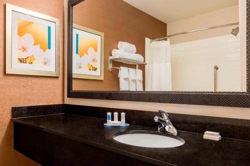 a bathroom with a sink and a mirror at Fairfield Inn & Suites by Marriott Abilene in Abilene