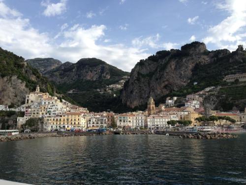 a view of a city from a boat in the water at B&B Oliva in Scala