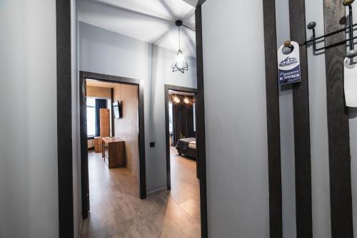 a hallway with a room with a ceiling at Синя гора in Bukovel
