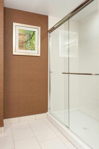 a shower stall with a glass door in a bathroom at Fairfield Inn & Suites by Marriott Vernon in Vernon
