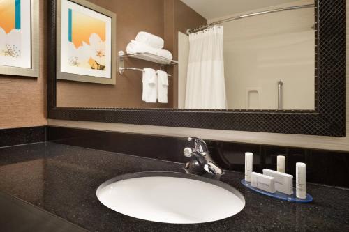 a bathroom with a sink and a mirror at Fairfield Inn & Suites Minneapolis Bloomington/Mall of America in Bloomington