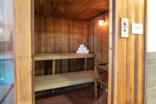 a room with a sauna with a wooden wall at Fairfield Inn by Marriott Hazleton in Hazleton