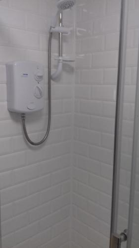 a shower stall in a bathroom with a shower at No 10 Brixham ( With Free Parking ) in Brixham