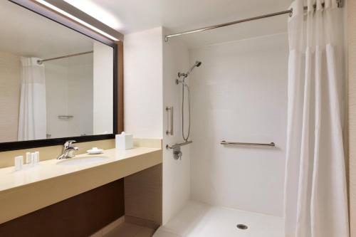 a bathroom with a shower and a sink at Fairfield Inn Philadelphia Valley Forge/King of Prussia in King of Prussia
