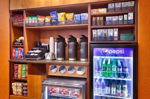 a refrigerator in a store with drinks and food at Fairfield Inn Salt Lake City Draper in Draper