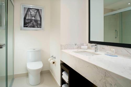 a bathroom with a sink and a toilet and a mirror at Fairfield Inn & Suites by Marriott Nogales in Nogales