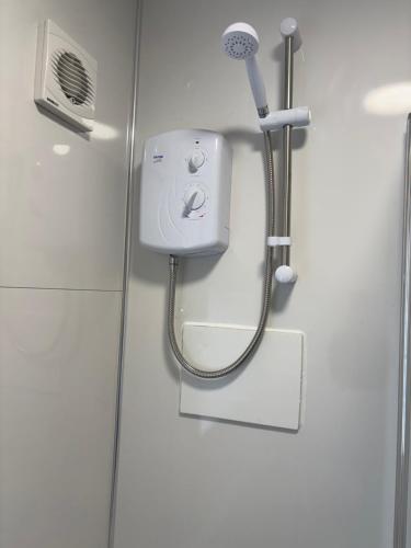 a shower in a bathroom with a shower at Jubilee Works in Chesterfield