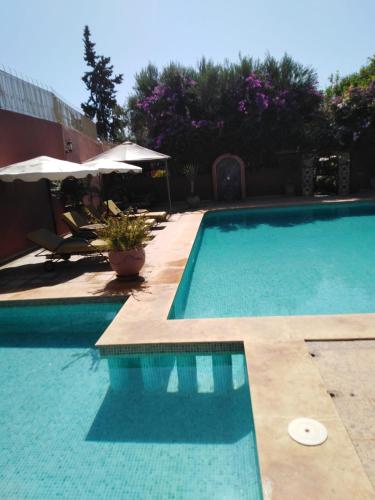 a large swimming pool with at Riad les jardins Mabrouk in Taroudant