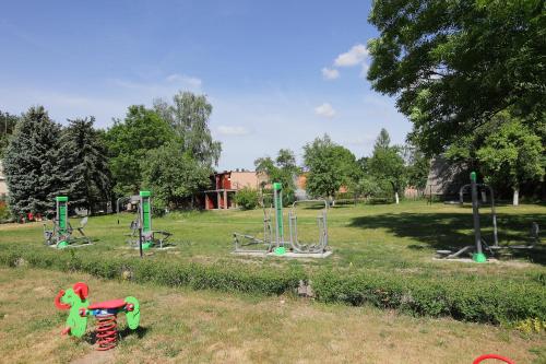 a park with a bunch of playground equipment in the grass at Ośrodek Wrzos in Boruja