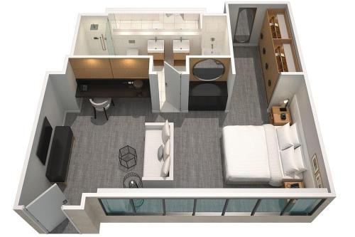 a rendering of a bedroom apartment at Four Points by Sheraton Sydney, Central Park in Sydney