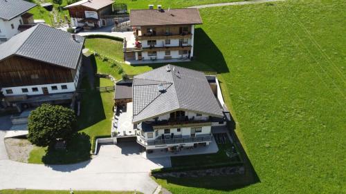 an overhead view of a house with a roof at Haus Angelika im Zillertal in Hippach