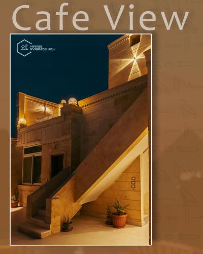 a magazine cover of a house with a staircase at Mirage pyramids view hotel in Cairo