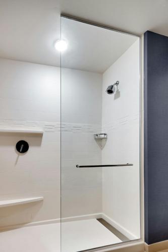 a shower with a glass door in a bathroom at Residence Inn by Marriott Brunswick in Brunswick