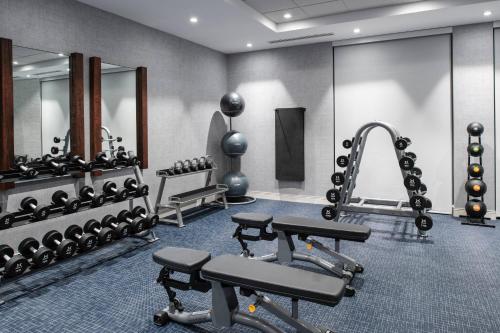 a fitness room with a gym with exercise equipment at Residence Inn by Marriott Boston Natick in Natick