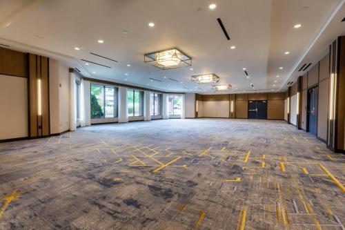 an empty room with yellow lines on the floor at Marriott Providence Downtown in Providence