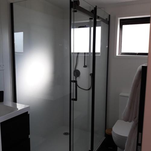 Bilik mandi di Onewhero Country Cabin