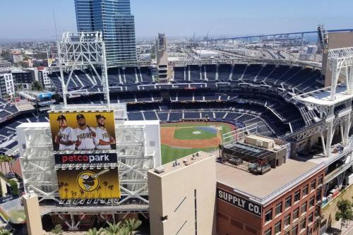 an overhead view of a baseball stadium at San Diego Marriott Gaslamp Quarter in San Diego
