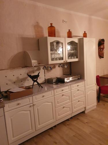 Kuchyň nebo kuchyňský kout v ubytování Pension Mahler wir sind günstig, Wittenberge, Perleberg, Heiligengrabe, Wittstock ,Pritzwalk, Kyritz, Putlitz, an der A 24