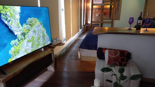 TV a/nebo společenská místnost v ubytování Hostal y Restaurante Los Ocobos