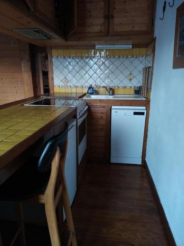 a small kitchen with a counter and a sink at Le Narcisse, Crest-Voland in Crest-Voland