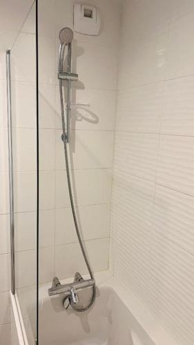 une douche dans une salle de bain avec un lavabo dans l'établissement Appartement -Résidence de Standing avec Terrasse, à Lyon